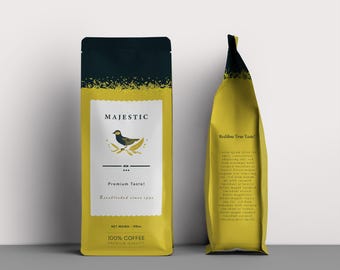 Minimal Coffee Pouch Packaging Design – Full Sides in AI Format Digital Product