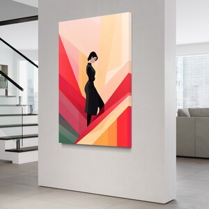 Minimal Women Canvas Wall Art, Abstract Women Painting, Minimalist Feminine Painting, Large Canvas, Abstract Shapes And Colors Wall Decor