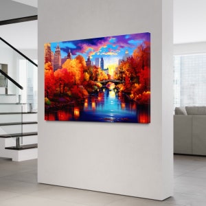 Fall in Central Park Painting, Canvas Wall Art, Fall Painting, New York City in the Fall Painting, Large Canvas, NYC Art, Original Painting