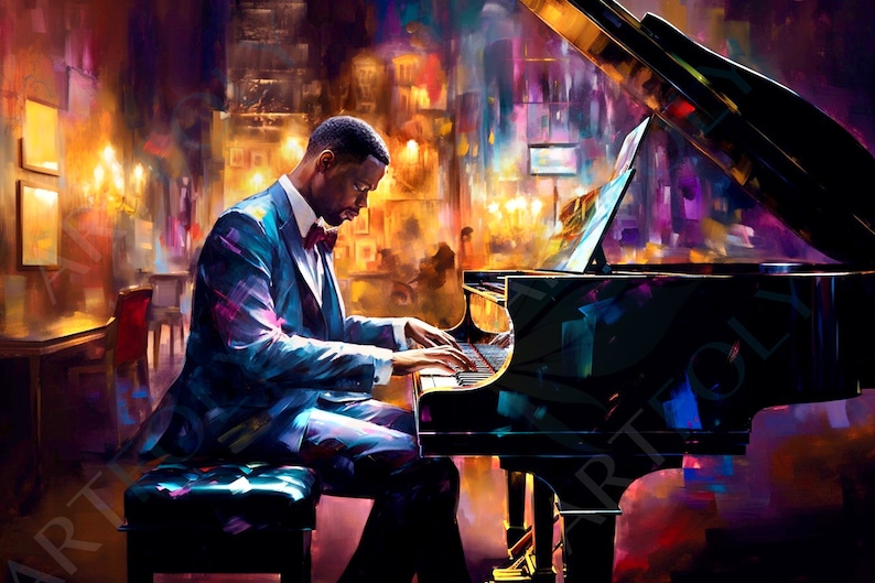 A Vibrant Jazz Club Wall Art, Harlem Nights Art, Club Experience