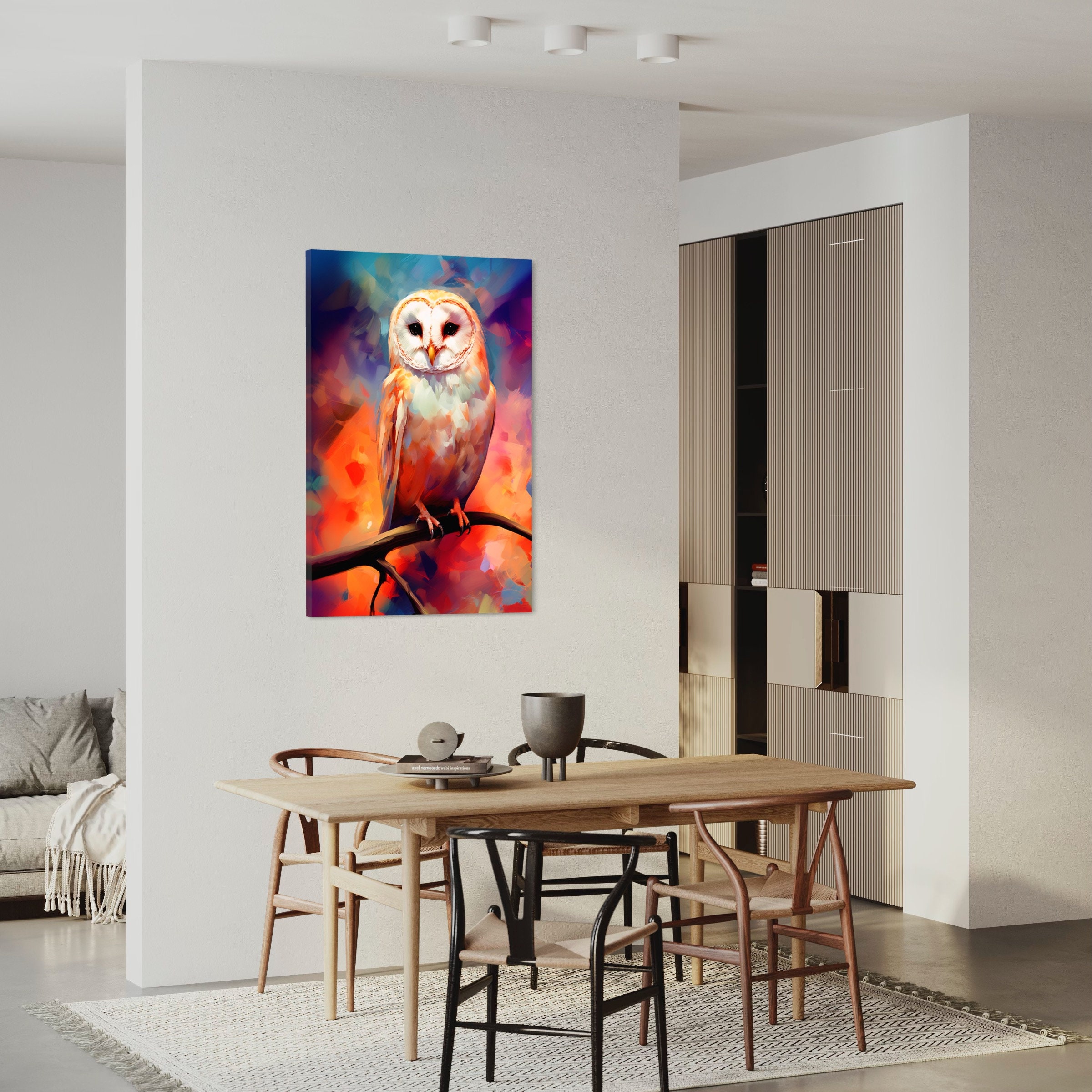 Original Barn Owl Painting Canvas Wall Art Watercolor - Etsy