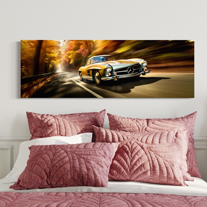 Mercedesbenz 300 SL Gullwing Wall Art, Classic Car Painting, Cruising