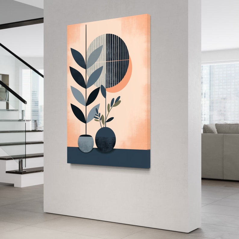 Boho Plants Canvas Wall Art, Boho Style Painting, Minimal Abstract Boho ...