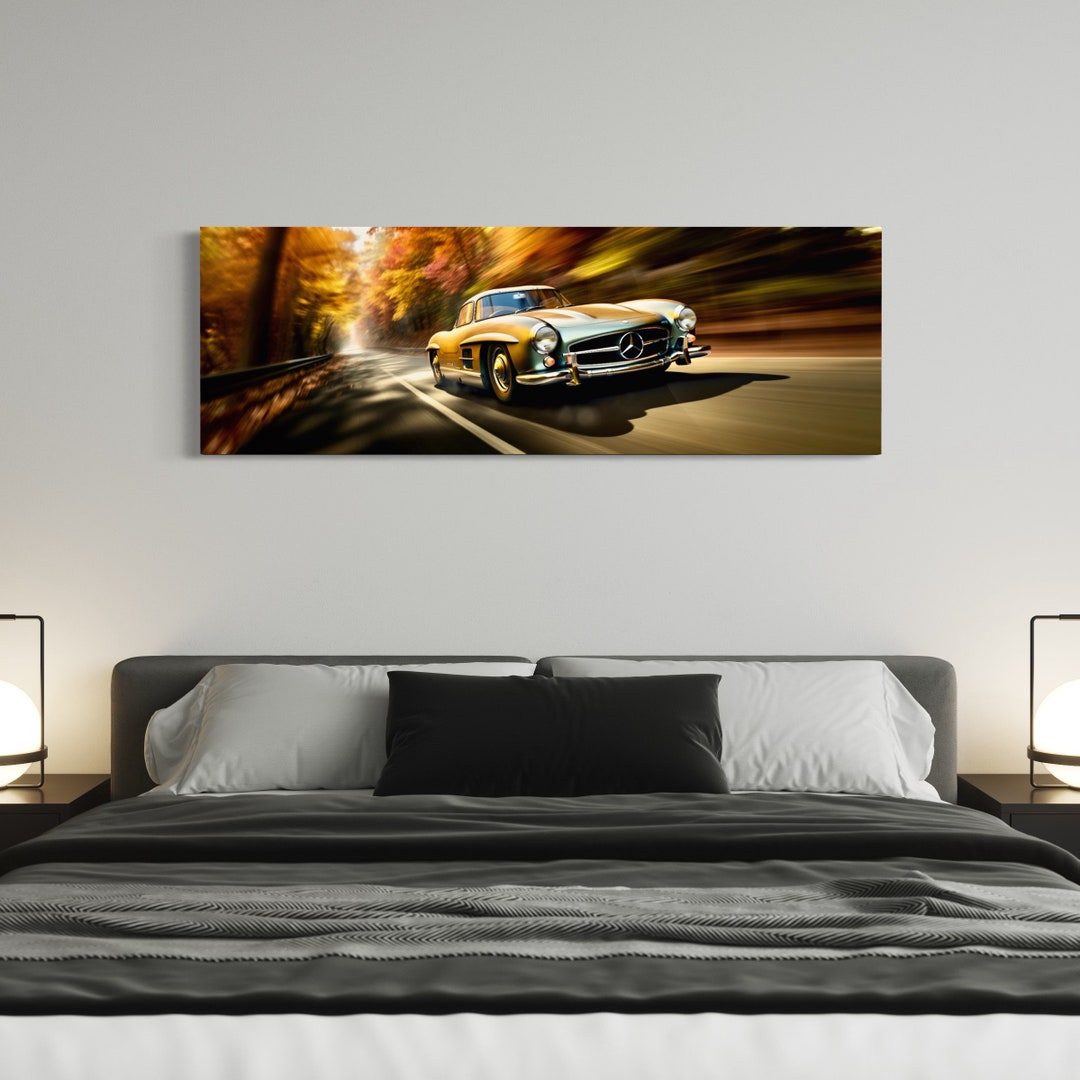 Mercedes-Benz 300 SL Gullwing Wall Art, Classic Car Painting, Cruising ...
