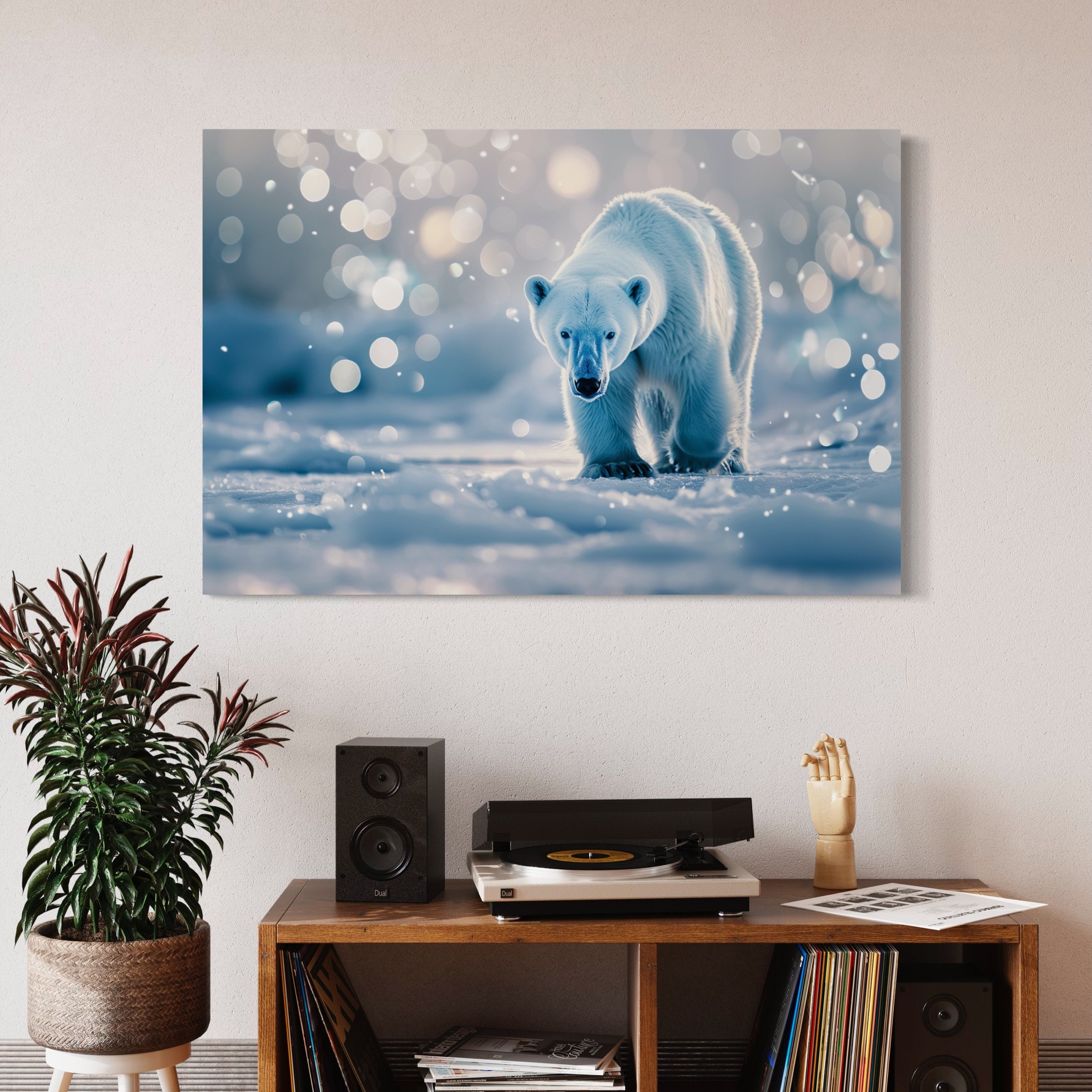 A Majestic Polar Bear Wall Art, Nature Wall Art, Arctic Landscape Art