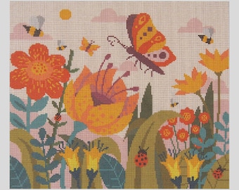 Summer Garden - Printed Needlepoint Tapestry Canvas