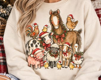 Weihnachtliche Bauernhoftiere (PNG) | Sublimationsdesign (Digitaler Download)