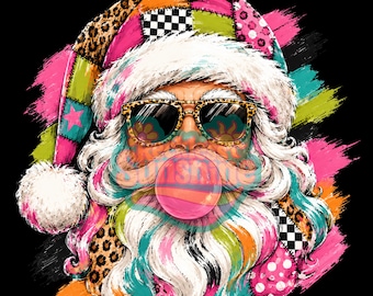 Weihnachtsmann mit Leopardenmotiv (PNG) | Kaugummi-Weihnachtsdesign (Digitaler Download)