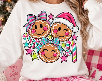 Lebkuchen-Smiley-Gesicht (PNG) | Retro-Weihnachts-Sublimationsdesign (Digitaler Download)