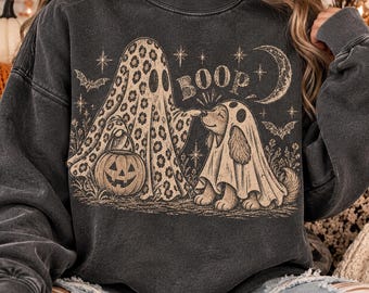 Leopard Print Ghost Boop PNG | Distressed Fall PNG (Digital Download)