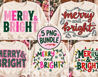 Fröhliche und strahlende Weihnachten SVG-Bundle | Handgezeichnetes Weihnachtsshirt-Design (Digitaler Download)