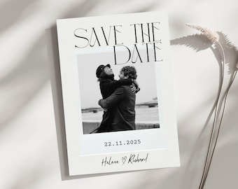 Plantilla editable para guardar la fecha de boda: Diseño moderno y elegante (descarga instantánea)
