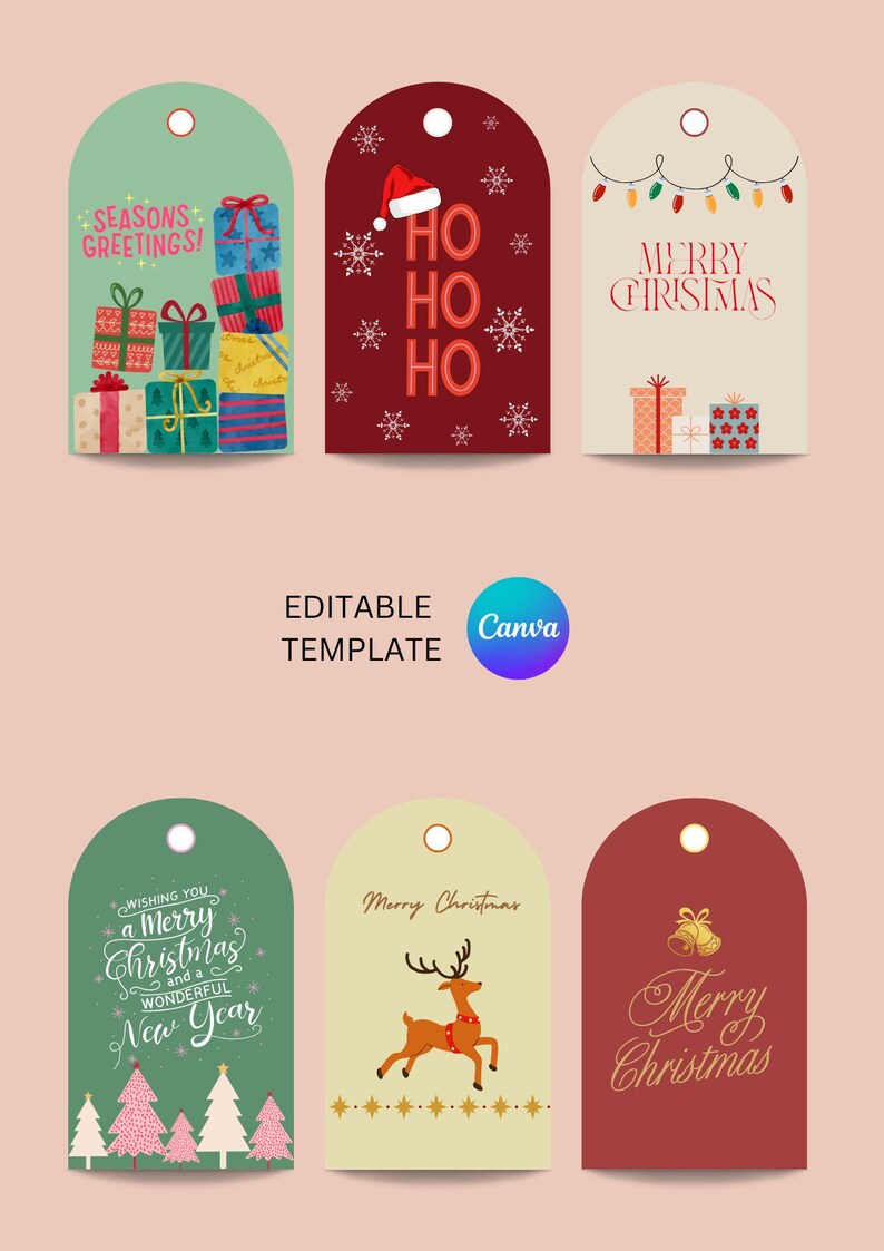 Christmas Gift Tags, Holiday Wishes, Editable Template (Digital Download) image 3