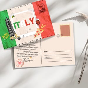 Italien Reisepostkarte aus Italien bearbeitbare Canva Link druckbare PDF-Postkarte, Instant Download,