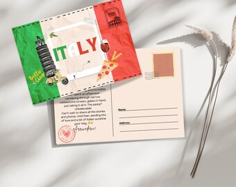 Italy Travel Postcard: Editable Canva Template (Printable PDF)