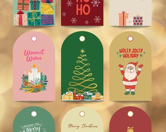 Etiquetas de regalo navideñas, deseos navideños, plantilla editable (descarga digital)