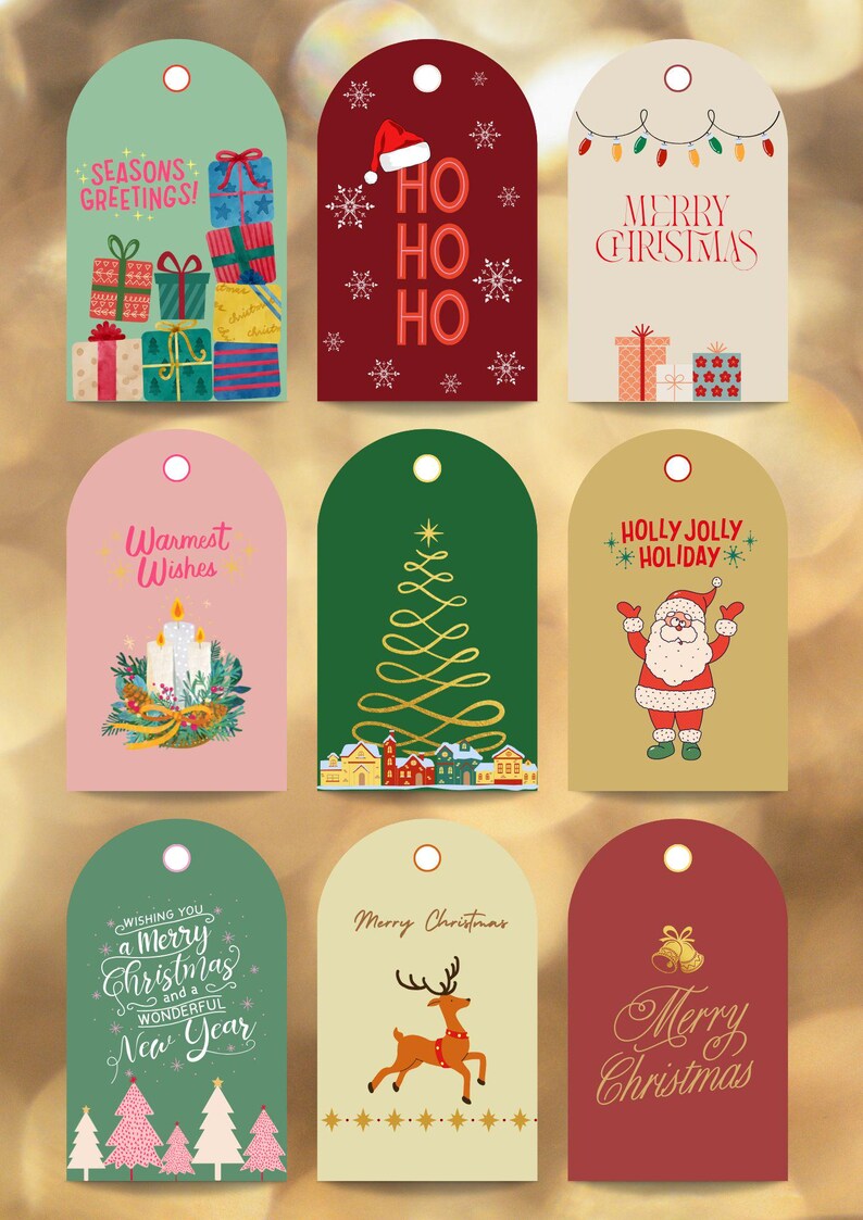Christmas Gift Tags, Holiday Wishes, Editable Template (Digital Download) image 1
