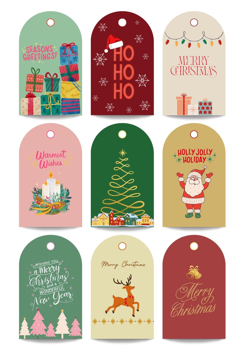 Christmas Gift Tags, Holiday Wishes, Editable Template (Digital Download) image 2