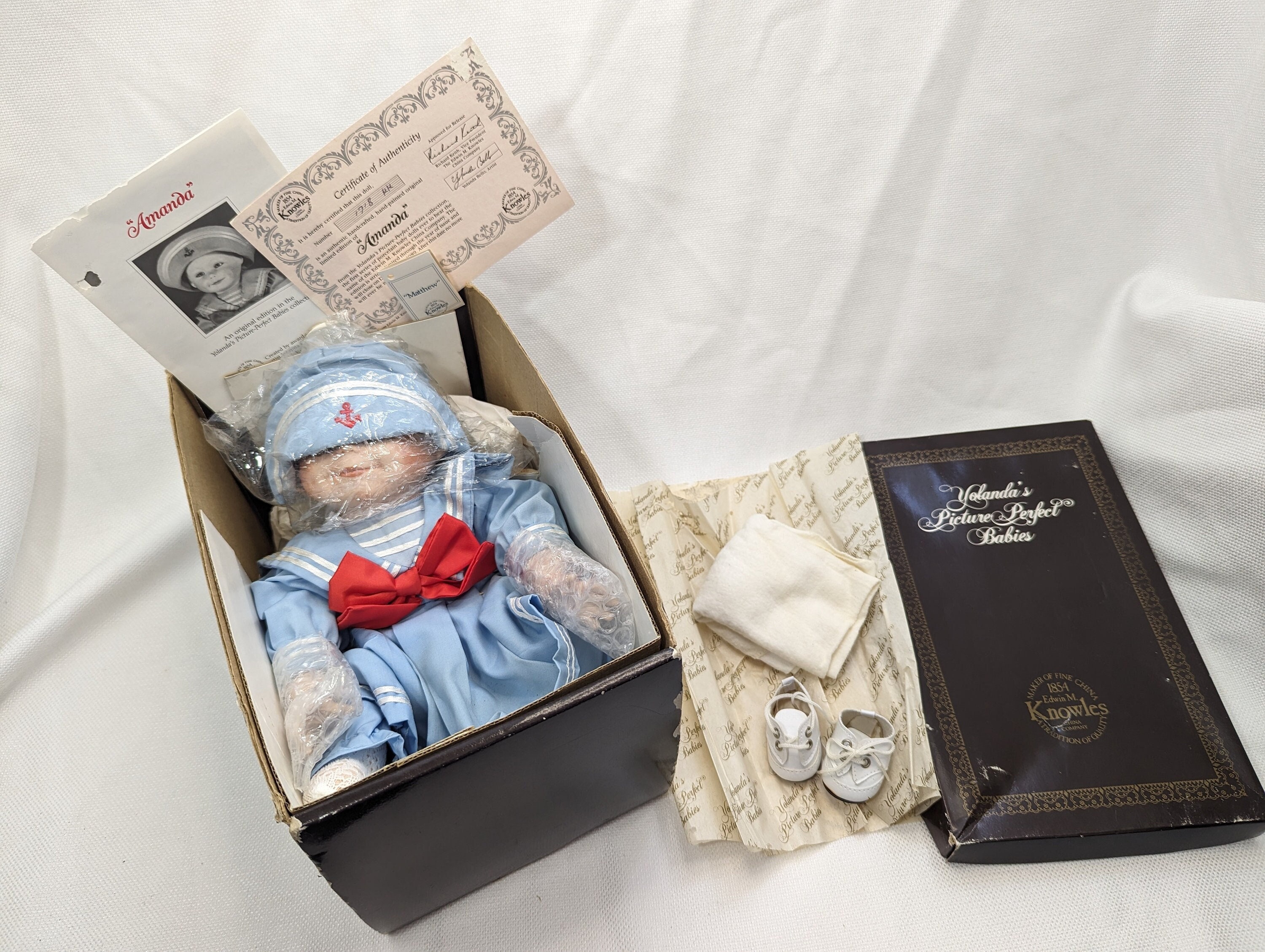 ミニチュア ペグドール ハンドメイド㉔アンティーク風 アーミッシュ ブライス 1989 Yolanda's Picture Perfect Babies, Amanda Porcelain Doll by