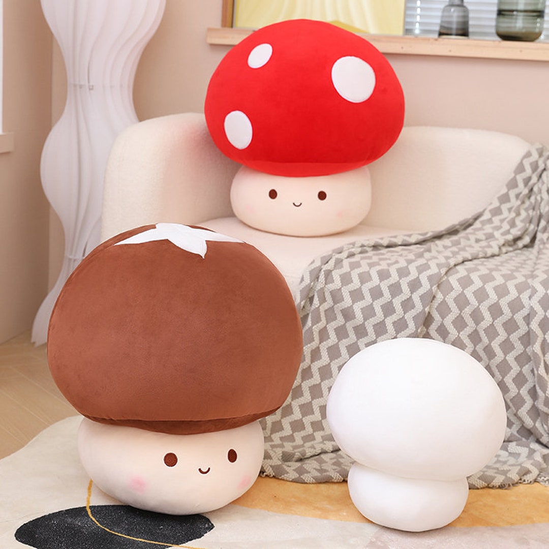 Cute Mushroom Plush Toy 2355cm Kawaii Smiling Mushroom Etsy