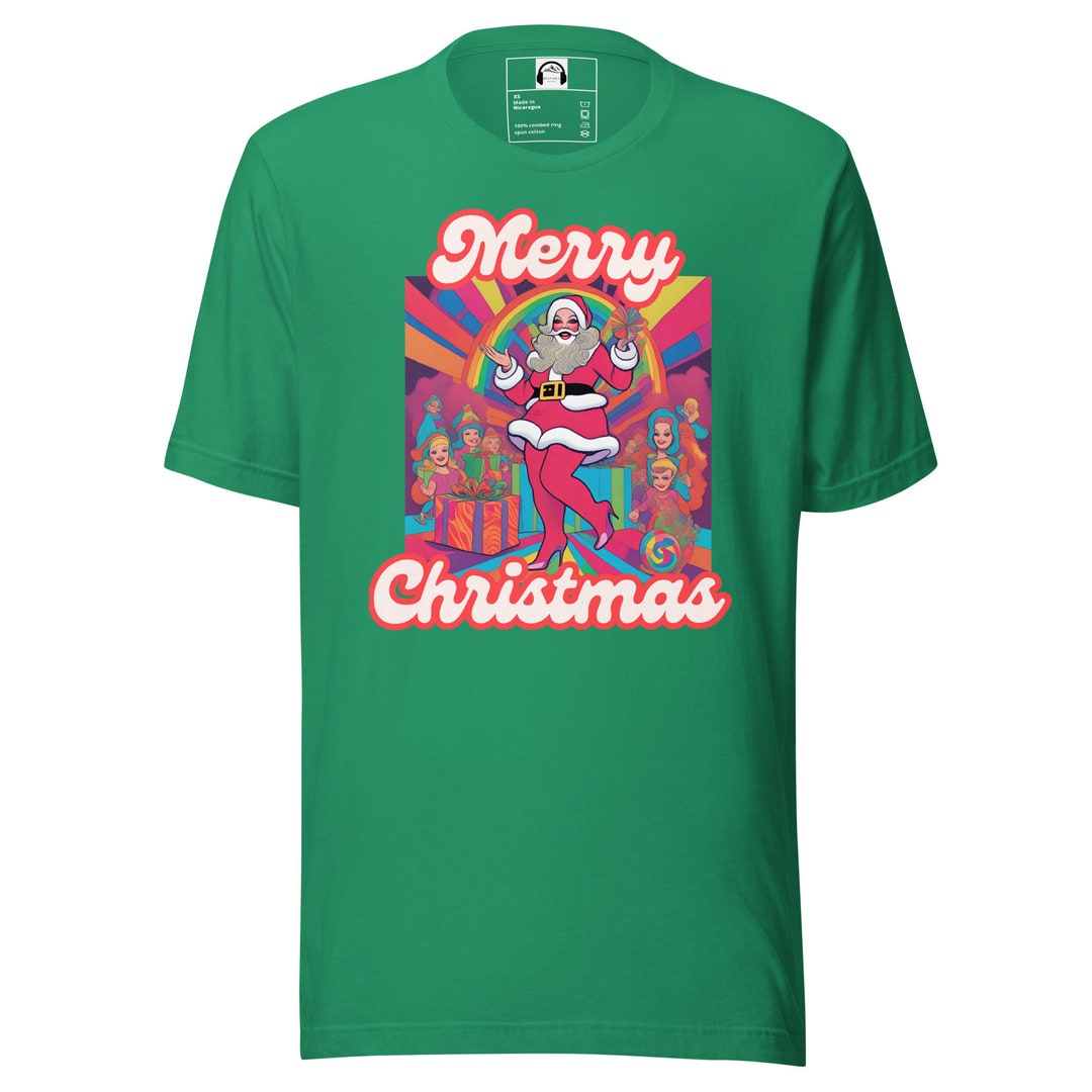 Drag Queen Santa and Friends Psychedelic Merry Christmas Unisex T-shirt ...