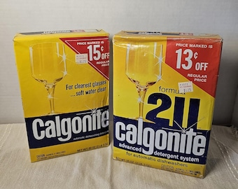 Vintage 2 calgoniet vaatwasmiddel jaren 80, ongeopende doos van 2 lb