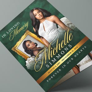 Gold Green Roses Funeral Program (8 pages) Celebration of Life Obituary Program | Memorial Program, In Loving Memory, Canva Funeral Template