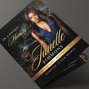 Black & Gold Funeral Program (8 pages) In Loving Memory Obituary Program | Memorial Program | Celebration of Life | Canva Funeral Template