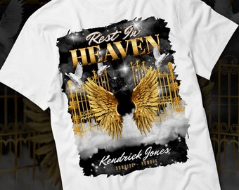 Rest in Heaven PNG, Black Gold Sky Heaven's Tor Gedenkhintergrund für Beerdigung & Erinnerung. Canva RIP-Memorial T-Shirt Sublimation