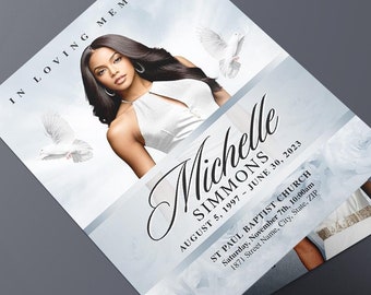 Silver Blue Funeral Program (8 pages) Celebration of Life Obituary Program | Memorial Program | In Loving Memory | Canva Obituary Template