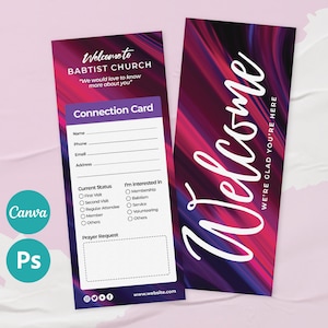 Kerkverbindingskaartsjabloon bewerkbaar in Canva & Photoshop, kerkwelkomstkaartontwerp, kerkbezoekerskaartsjabloon, kerkconnectkaart