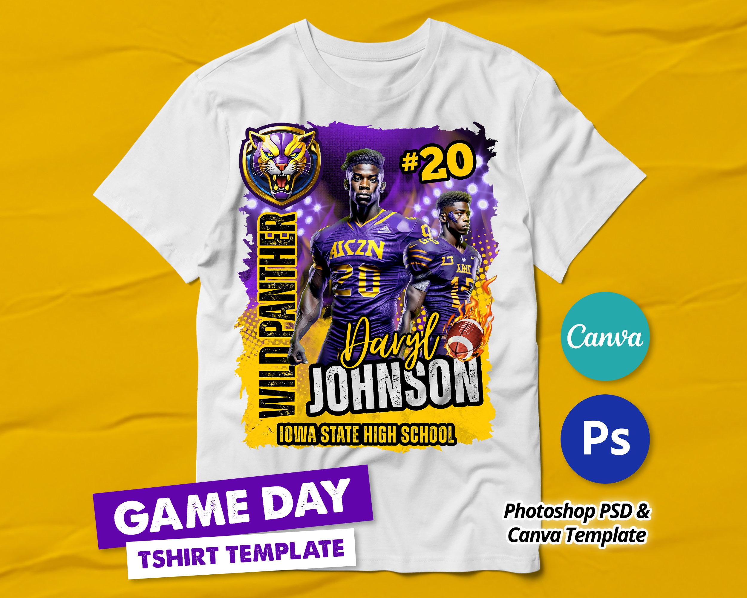 Football Game Day T-shirt Design, Sports T-shirt Template for 