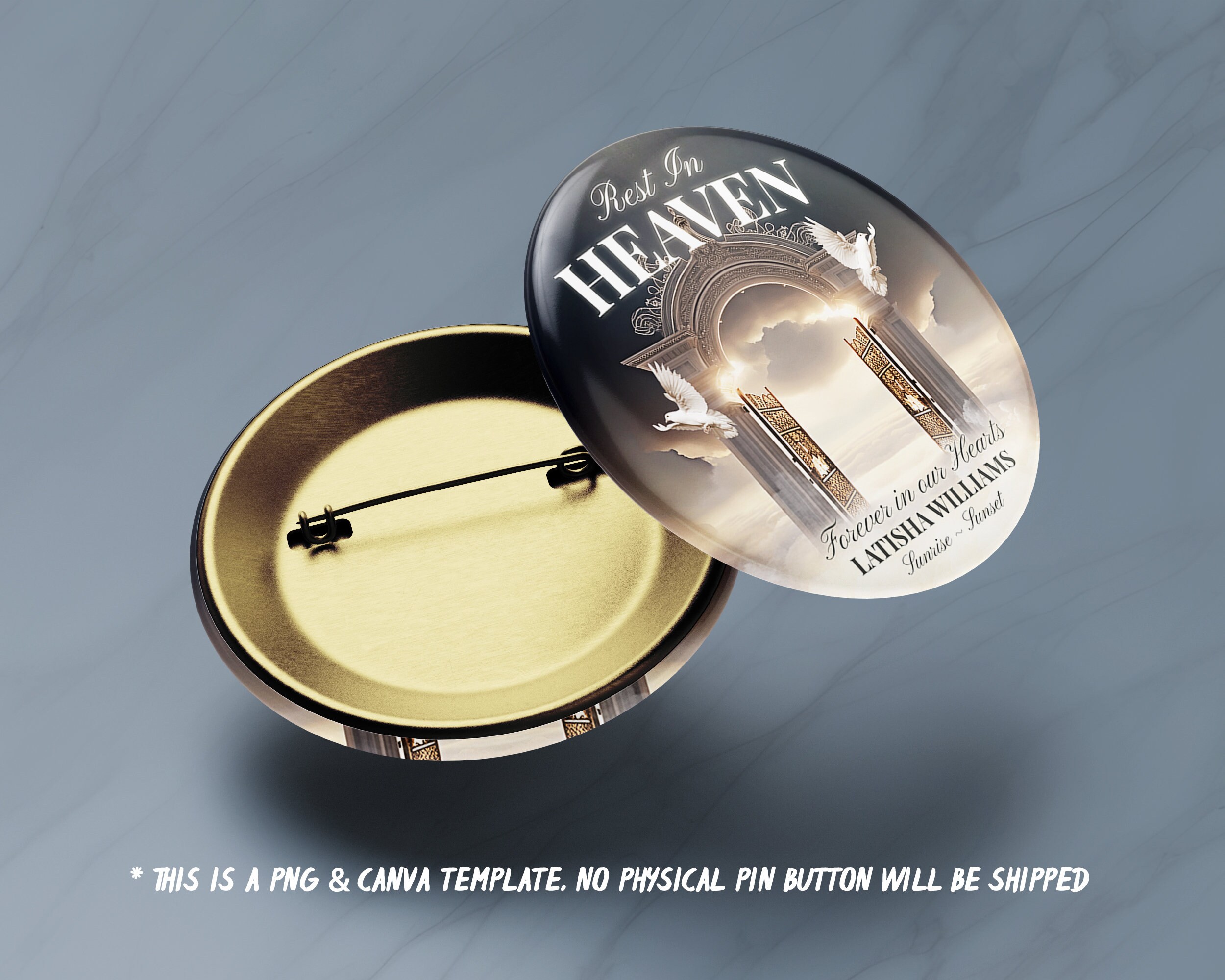 Rest in Heaven Pin Button PNG, Memorial Button Pin Background for
