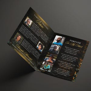 8.5"x 11" Elegant Black & Gold Funeral Program (8 pages) In Loving Memory Obituary Program | Memorial Program | Celebration of Life | Canva Template