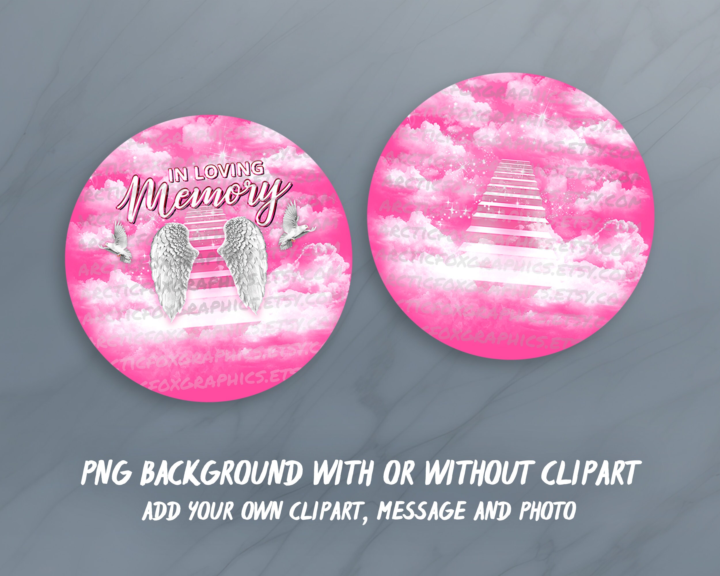 In Loving Memory Pin Button PNG, Pink Cloudy Sky Stairway to Heaven ...