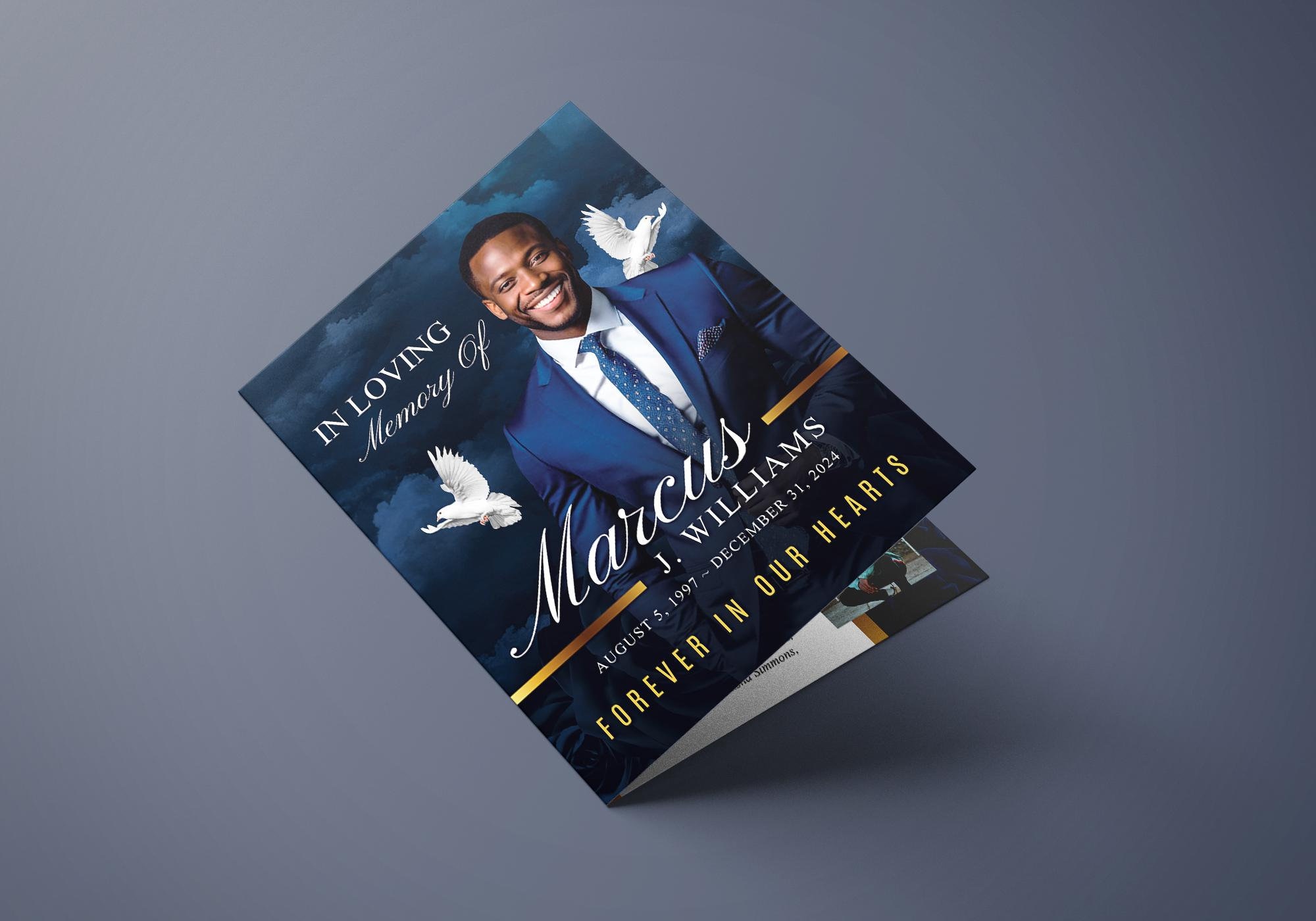 Blue Sky Funeral Program (8 pages) In Loving Memory Obituary Program | Memorial Program | Celebration of Life | Canva Funeral Template