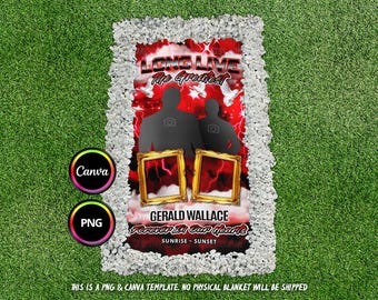 Long Live Grave Blanket PNG, Gold Red Sky Heaven Grave Blanket for Funeral & Remembrance. Canva Grave Blanket Template PNG