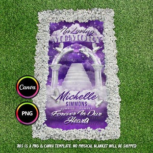 In liebevoller Erinnerung Grabdecke PNG, Purple Sky Heaven&#39;s Tor Grabdecke für Beerdigung & Erinnerung. Canva Grabtuch Vorlage PNG