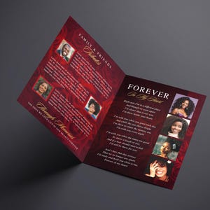 8.5"x 11" Elegant Red Roses Funeral Program (8 pages) Celebration of Life Obituary Program | Memorial Program | In Loving Memory | Canva Template