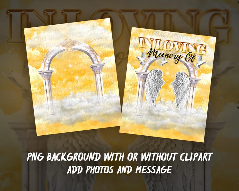 In Loving Memory PNG, Yellow Cloudy Sky Heaven's Gate Memorial ...