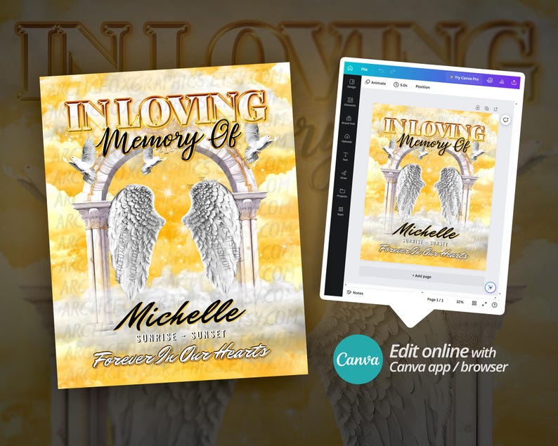 In Loving Memory PNG, Yellow Cloudy Sky Heaven's Gate Memorial ...