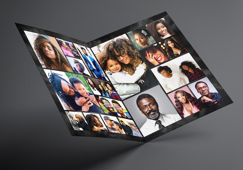 17" x 11" Tabloid size (8.5" x 11" Folded) Bi-Fold Booklet, Elegant Black & Gold Funeral Program (8 pages) In Loving Memory Obituary Program | Memorial Program | Celebration of Life | Canva Template