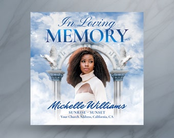 Funeral Invitation & Memorial Announcement Canva Template. Digital Funeral Invite, Memorial Announcement E-vite, Memorial Instagram Flyer
