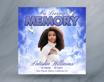 Funeral Invitation & Memorial Announcement Canva Template. Digital Funeral Invite, Memorial Announcement E-vite, Memorial Instagram Flyer