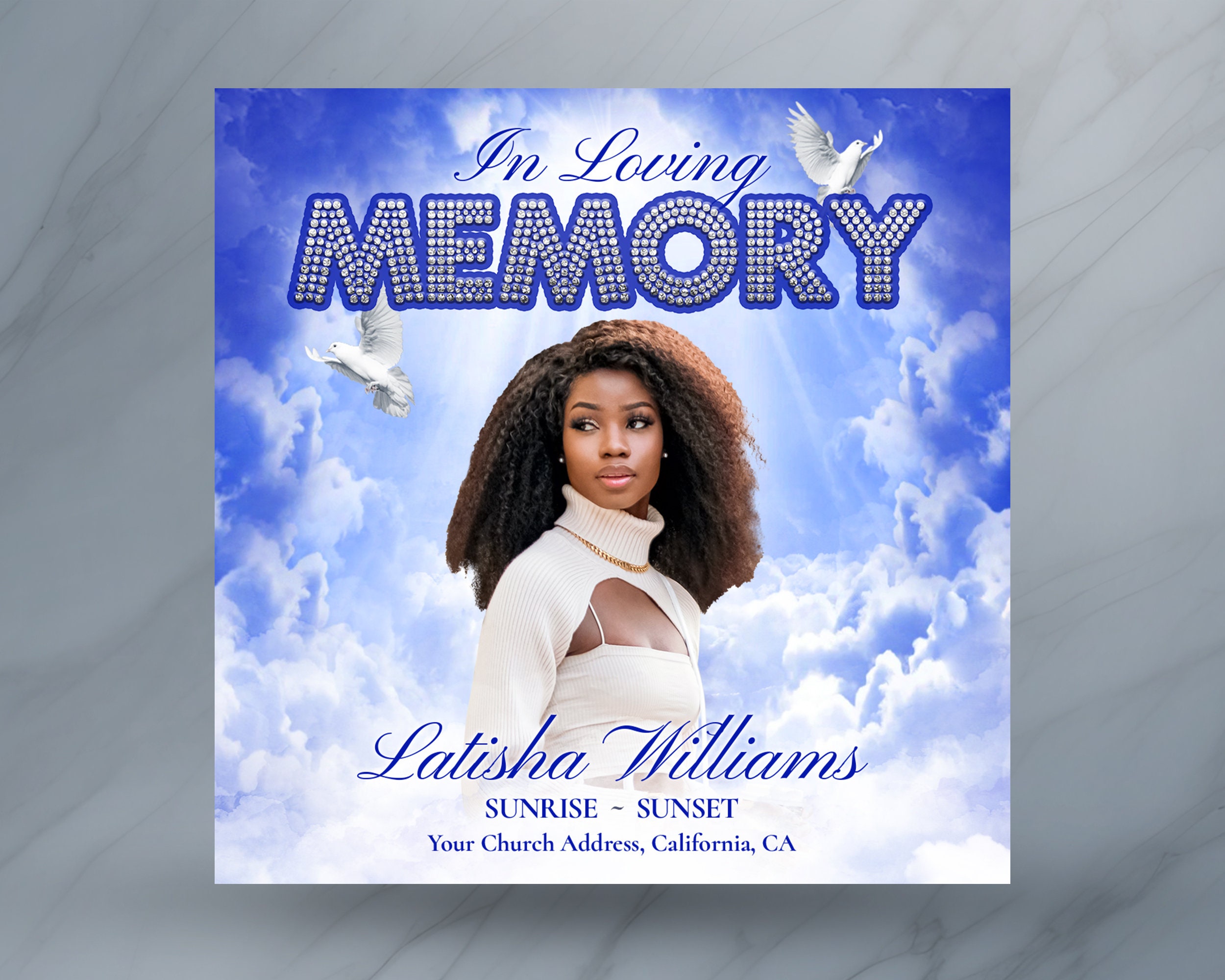 Funeral Invitation & Memorial Announcement Canva Template. Digital ...