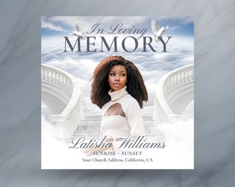 Funeral Invitation & Memorial Announcement Canva Template. Digital Funeral Invite, Memorial Announcement E-vite, Memorial Instagram Flyer