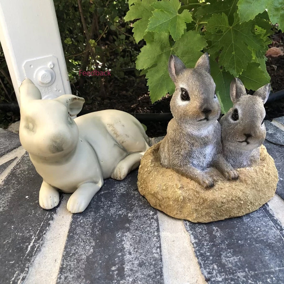 Statue of 2 Lovely Rabbits Statue of Rabbits 2 Little Etsy