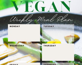 Vegan Weekly Meal Plan Template (printable)