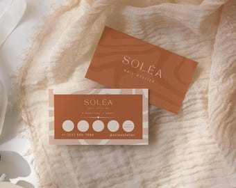 Nail Salon Loyalty Card Template Canva, Editable Stamp Rewards Card, Terracotta Beauty Client Card, Boho Minimal Salon Template