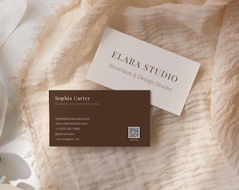 Business Card Template Canva, Editable QR Code Business Card, Minimal Luxury Business Card Template, Digital Download